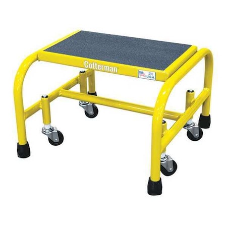 Cotterman Rolling Platform, 1 Steps, 12 in Overall Height, Steel, Yellow 1001N1818A5E10B3C2P1