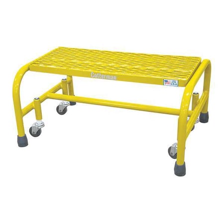 Cotterman Rolling Platform, 1 Steps, 12 in Overall Height, Steel, Yellow 1001N2626A1E10B3C2P1