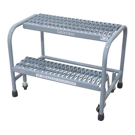Cotterman Rolling Platform, 2 Steps, 20 in Overall Height, Steel, Gray 1002N2626A3E20B3C1P1