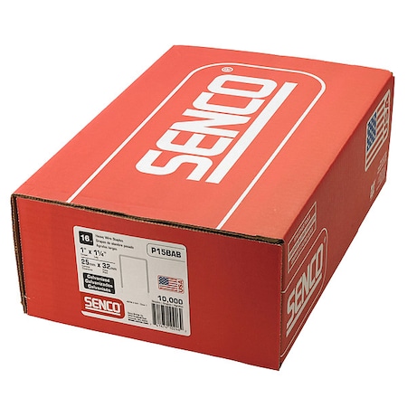 Senco Heavy Duty Staples, 16 ga, Standard Crown, 1-1/4 in Leg L, Steel, 10000 PK P15BAB