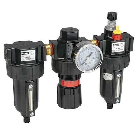 Parker Filter/Regulator Lubricator, 1/2 In. NPT 16A34B18A4BC