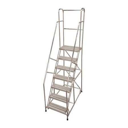 Cotterman 100 in H Aluminum Rolling Ladder, 7 Steps, 350 lb Load Capacity A7R2630A4B3C50M6P6