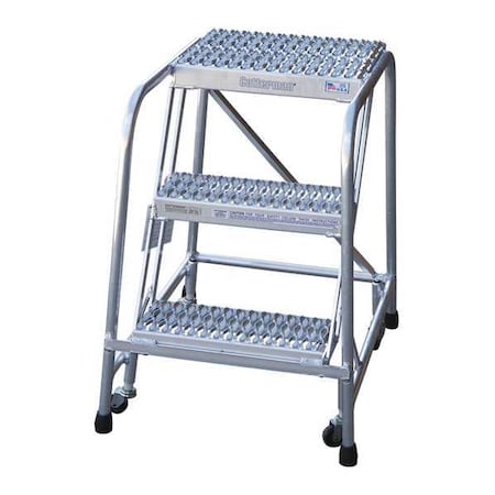 Cotterman 30 in H Aluminum Rolling Ladder, 3 Steps, 350 lb Load Capacity A3N1822A4B3C50P6