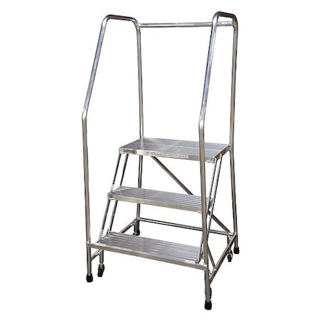 Cotterman 60 in H Aluminum Rolling Ladder, 3 Steps, 350 lb Load Capacity A3R1822A4B3C50P6