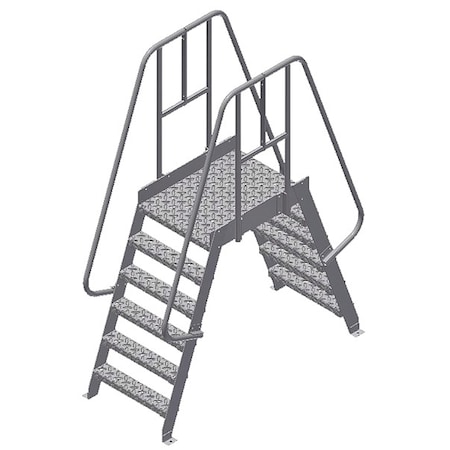 Cotterman Crossover Bridge, 48 in Platform Ht, Aluminum, 500 lb Load Capacity, 6 Steps 6SPA24A7C50P3