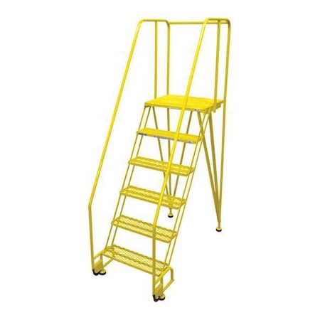 Cotterman 90 in H Steel Tilt and Roll Ladder, 6 Steps, 350 lb Load Capacity 6STR26A6E20B8C2P6