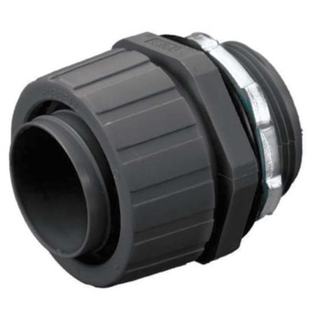 Hubbell Wiring Device-Kellems Conduit Fitting Connector, 1-1/4 in, Threaded, Nylon, Black P125NBK