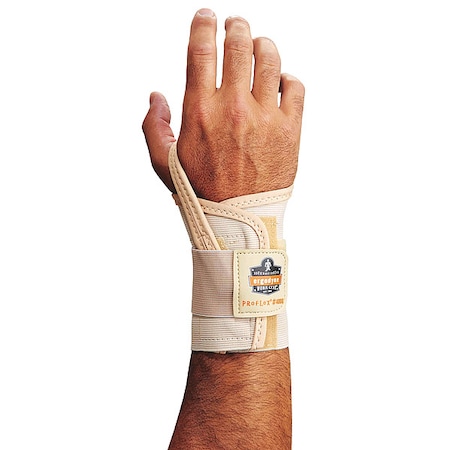 Ergodyne Wrist Support, Elastic, Single Strap, Left, Tan, Size L 4000