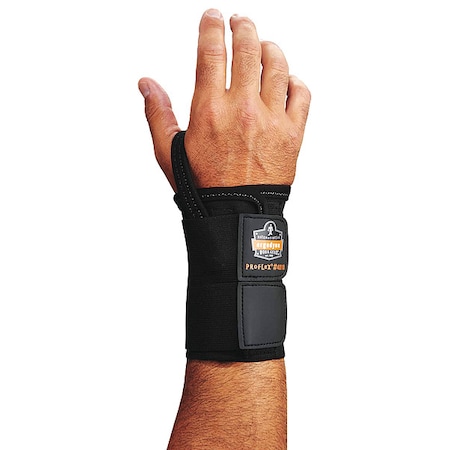 Ergodyne Wrist Support, Neoprene, Double Strap, Left, Black, Size S 70032