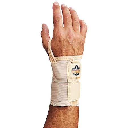 Ergodyne Wrist Support, Elastic, Double Strap, Right, Tan, Size L 4010