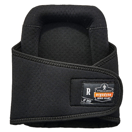 Ergodyne Knee Pad, Soft, Foam Pad, Fabric, Rubber Cap, hook-and-loop Closure, 1 Straps, Black, Universal 350
