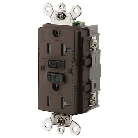 Hubbell Wiring Device-Kellems GFCI Receptacle, 20A, 125VAC, 5-20R, Brown GFSG5362