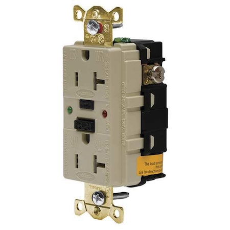 Hubbell Wiring Device-Kellems GFCI Receptacle, 20A, 125VAC, 5-20R, Ivory GFSG5362I