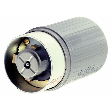 Hubbell Wiring Device-Kellems Locking Plug, Non-NEMA, 50 A, 250V AC, Single Phase, 2 Pole, Screw Terminals, Gray HBL25515