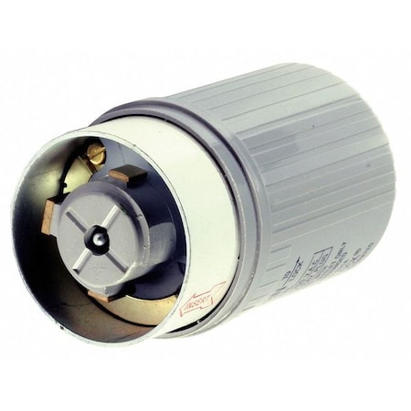Hubbell Wiring Device-Kellems Locking Plug, Non-NEMA, 60 A, 250V AC, Single Phase, 2 Pole, Screw Terminals, Gray HBL25615