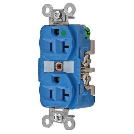 Hubbell Wiring Device-Kellems Straight Blade Receptacle, 5-20R, 20 A, 125V AC, 2 Pole, 3 Wire, Flush Mount, Grounded HBL8300BL