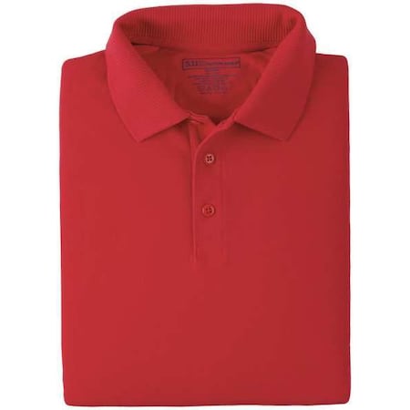 5.11 Tactical Polo Shirt, 100% Cotton, Button, Red, 2XL 42056