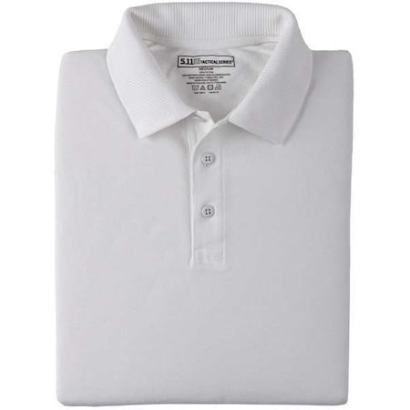 5.11 Tactical Polo Shirt, 100% Cotton, Button, White, XL 42056