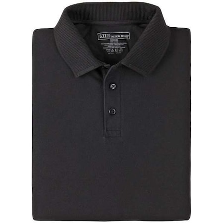 5.11 Tactical Polo Shirt, 100% Cotton, Button, Black, L 42056