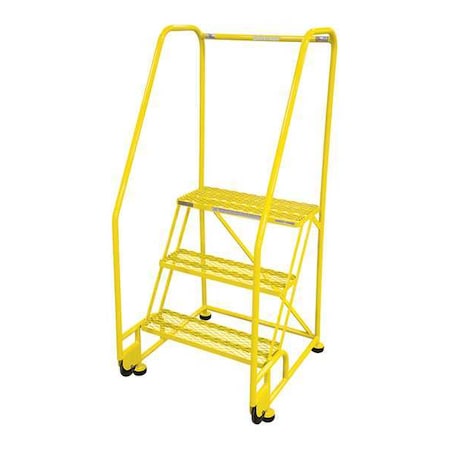 Cotterman 60 in H Steel Tilt and Roll Ladder, 3 Steps, 450 lb Load Capacity 3TR26A1E10B8C2P6