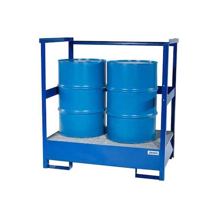 Denios Spill Pallet, 66 gal Spill Capacity, 2 Drums, 1,200 lb Load Capacity, Steel K17-3202