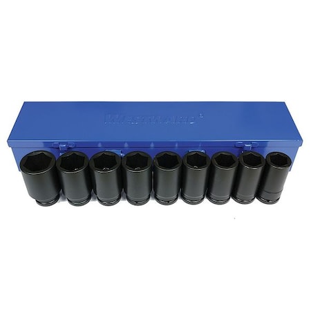 Westward 3/4" Drive Impact Socket Set, Metric, 9 pcs 21WL54