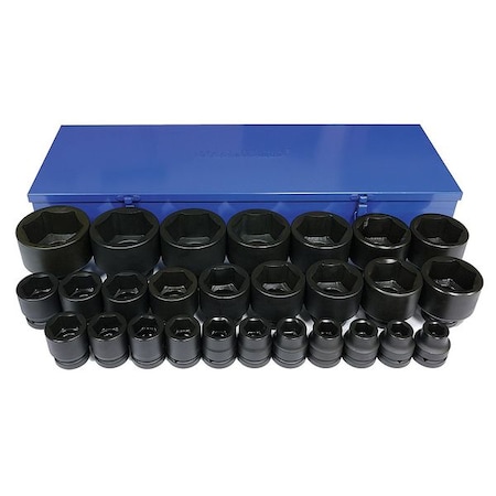 Westward 1" Drive Impact Socket Set, SAE, 27 pcs 21WM43