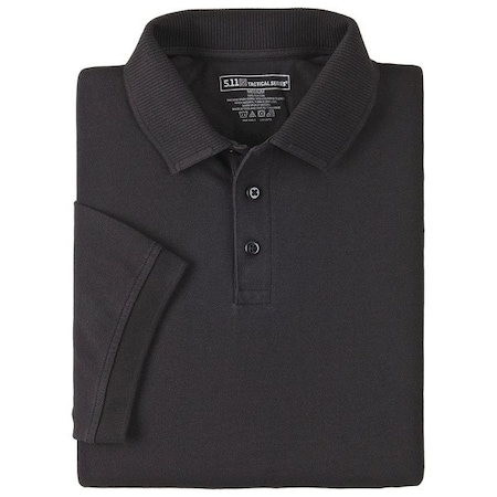 5.11 Tactical Polo Shirt, Cotton, Button, 2 Pocket(s), Black, L 61166
