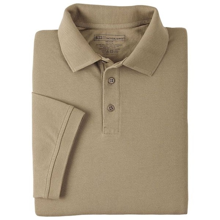 5.11 Tactical Polo Shirt, 100% Cotton, Button, 2 Pocket(s), Tan, XL 61166