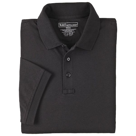 5.11 Tactical Polo Shirt, 100% Cotton, No Wrinkle, Shrink or Fade, Button, 2 Pocket(s), Black, M 61164