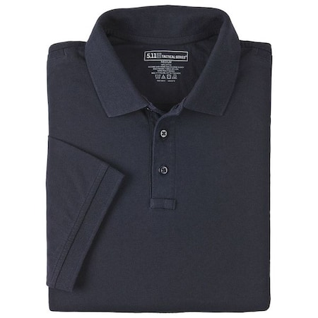 5.11 Tactical Polo Shirt, 100% Cotton, No Wrinkle, Shrink or Fade, Button, 2 Pocket(s), Navy, M 61164