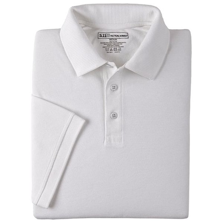 5.11 Tactical Polo Shirt, 100% Cotton, Button, 2 Pocket(s), White, L 61166
