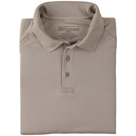 5.11 Tactical Polo Shirt, 100% Polyester, Button Front, Tan, L 72049