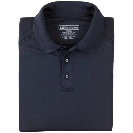 5.11 Tactical Polo Shirt, 100% Polyester, Button Front, Navy, M 72049