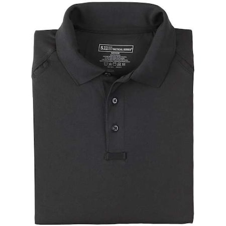 5.11 Tactical Polo Shirt, 100% Polyester, Button Front, Black, L 72049