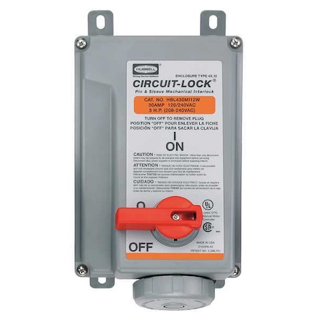 Hubbell Wiring Device-Kellems Mechanical Interlock, 120/240VAC, 30A HBL430MI12W