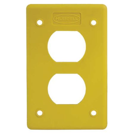 Hubbell Wiring Device-Kellems Duplex Cover Plate, Number of Gangs: 1 Thermoplastic, Yellow HBLP8FSY