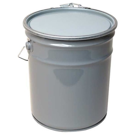Zoro Select Pail, Open Head, Round, 5 gal, Steel, Gray OH5-24/DC24LL-RIG