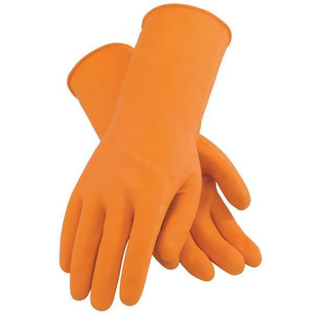 Bouton Optical Chemical Resistant Gloves, Natural Rubber Latex, 13 in L, 28 mil, Orange, XL, 12 PK 48-L302T/XL