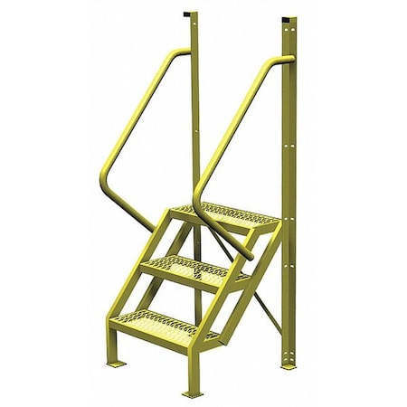 Tri-Arc 82 in Overall H, Ladder, Steel, 3 Steps, Yellow Powder Coated Finish, 1,000 lb Load Capacity UCL5003242