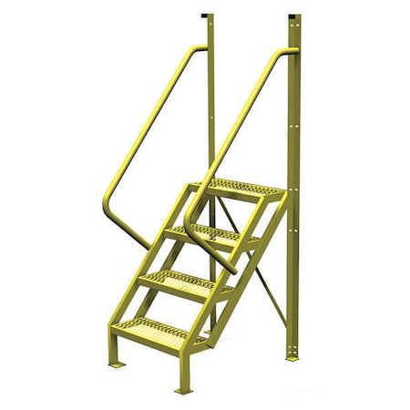 Tri-Arc 92 in Overall H, Ladder, Steel, 4 Steps, Yellow Powder Coated Finish, 1,000 lb Load Capacity UCL5004242