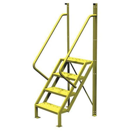 Tri-Arc 92 in Overall H, Ladder, Steel, 4 Steps, Yellow Powder Coated Finish, 1,000 lb Load Capacity UCL5004246