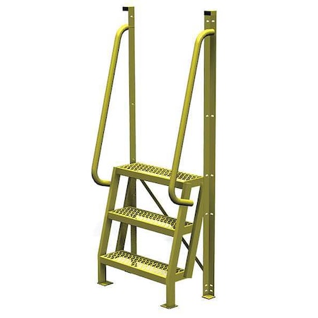 Tri-Arc 82 in Overall H, Ladder, Steel, 3 Steps, Yellow Powder Coated Finish, 1,000 lb Load Capacity UCL7503242