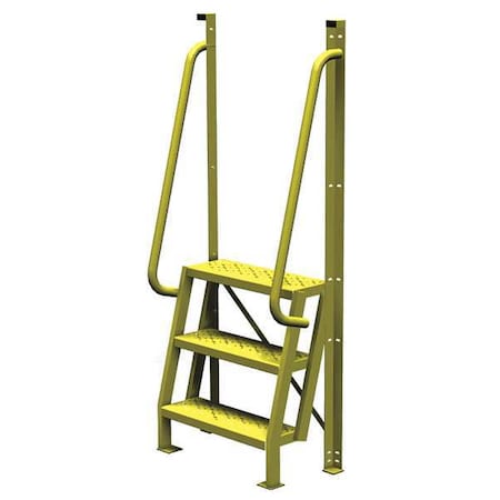 Tri-Arc 82 in Overall H, Ladder, Steel, 3 Steps, Yellow Powder Coated Finish, 1,000 lb Load Capacity UCL7503246