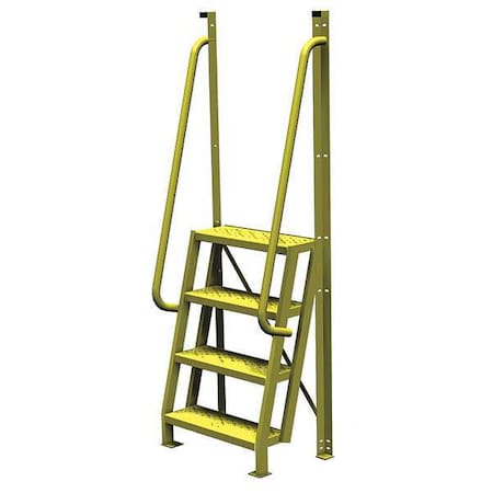 Tri-Arc 92 in Overall H, Ladder, Steel, 4 Steps, Yellow Powder Coated Finish, 1,000 lb Load Capacity UCL7504246