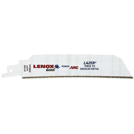 LENOX 6" L x 14 TPI Metal Cutting Bi-metal Reciprocating Saw Blade, 25 PK 21226B6114GR