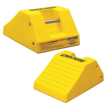 Checkers Wheel Chock, 10-19/32In H, Urethane, Yellow MC3012
