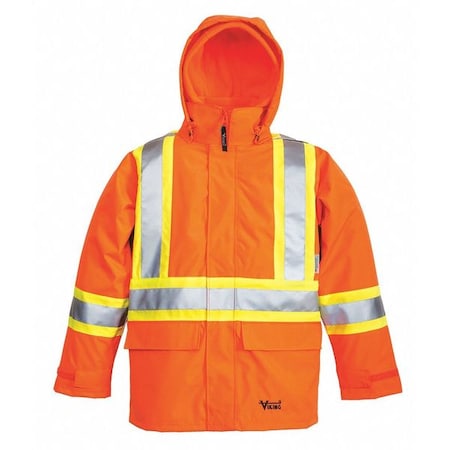 Viking 3-in-1 Tri-Zone Rain Jacket, 300 Denier Polyester/PVC, Class 3 Type R, Orange, L 6400JO-L