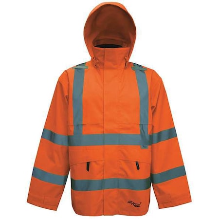 Viking Hi-Viz Safety Jacket, Polyester, Polyurethane, Class 3 Type R, Orange, L D6329JO-L