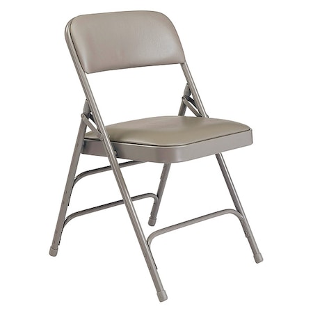 National Public Seating Vinyl Triple Brace Double Hinge Folding Chair, Grey, PK4 1302